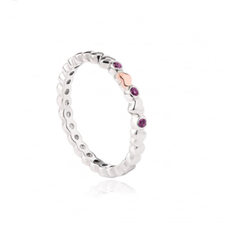 Clogau Affinity Pink Sapphire Heart Stacking Ring