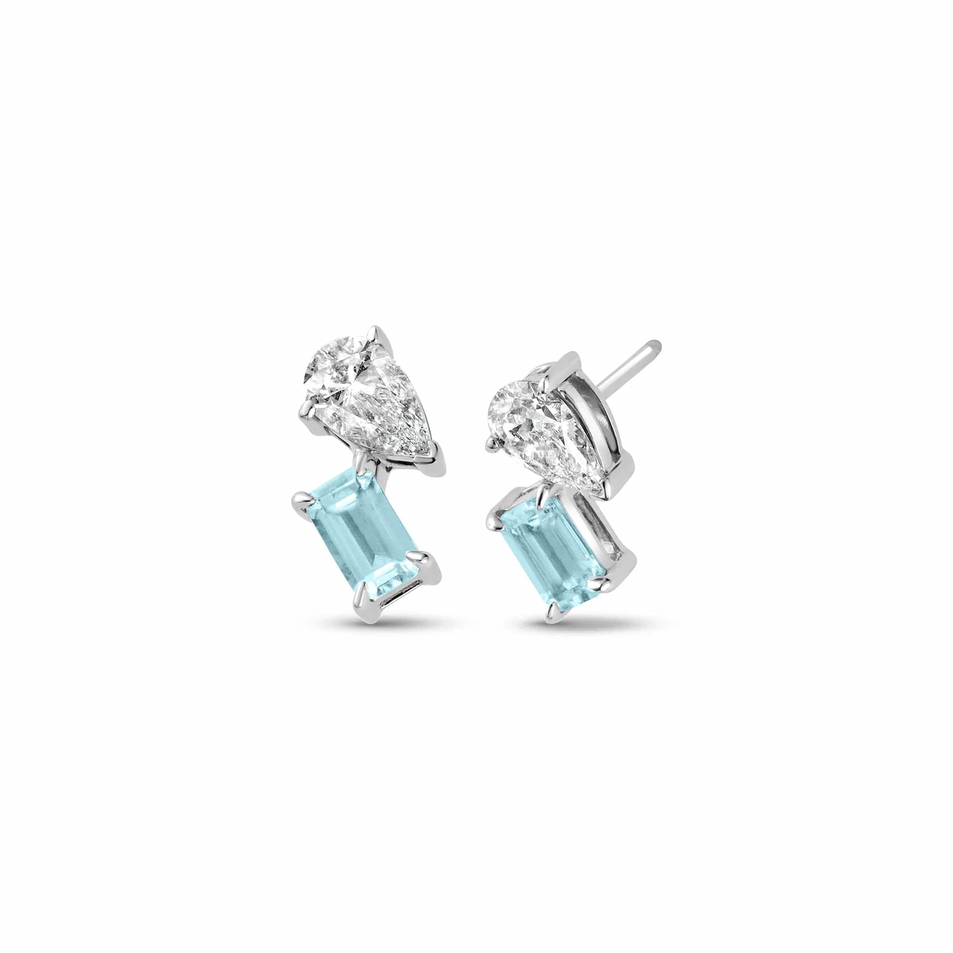 Featured image for “Promises 9ct Solid White Gold Stud Earrings with Aquamarine & 0.3ct Lab-Grown Diamonds”