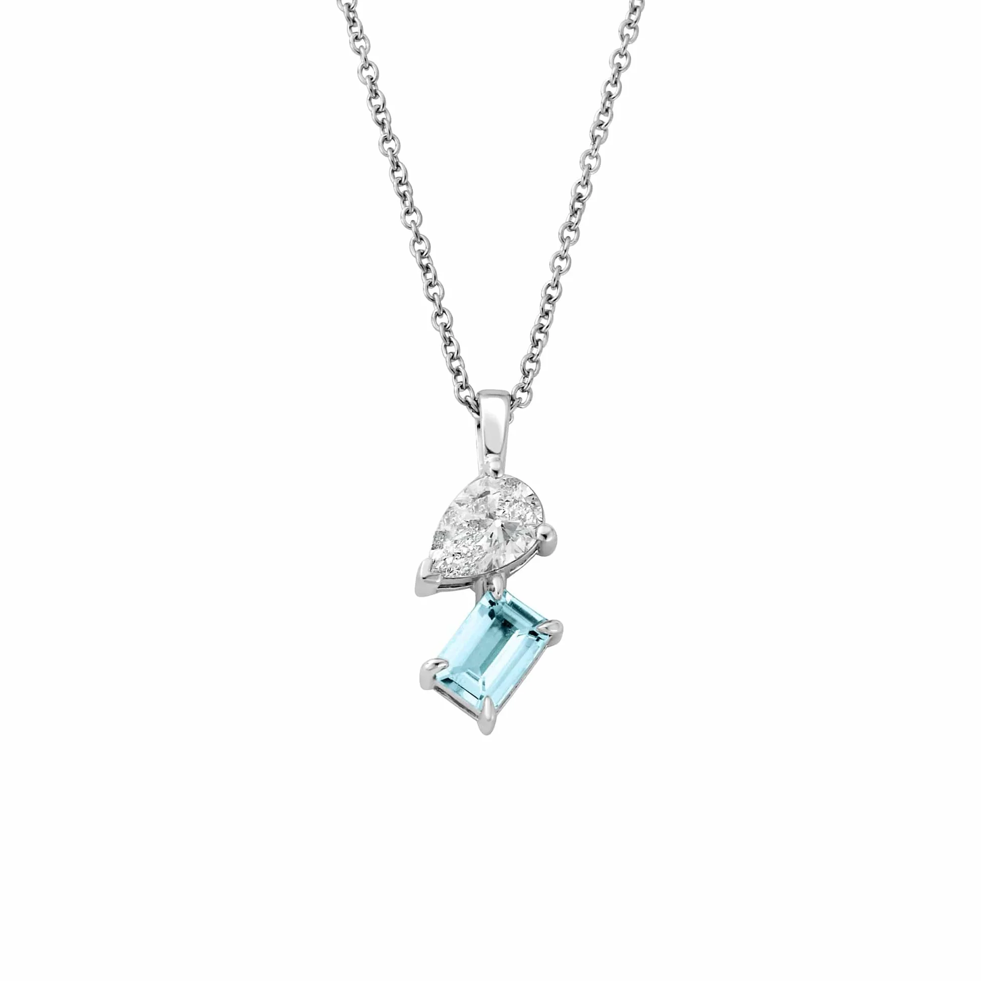 Featured image for “Promises 9ct Solid White Gold Pendant with Aquamarine & 0.5ct Lab-Grown Diamond”