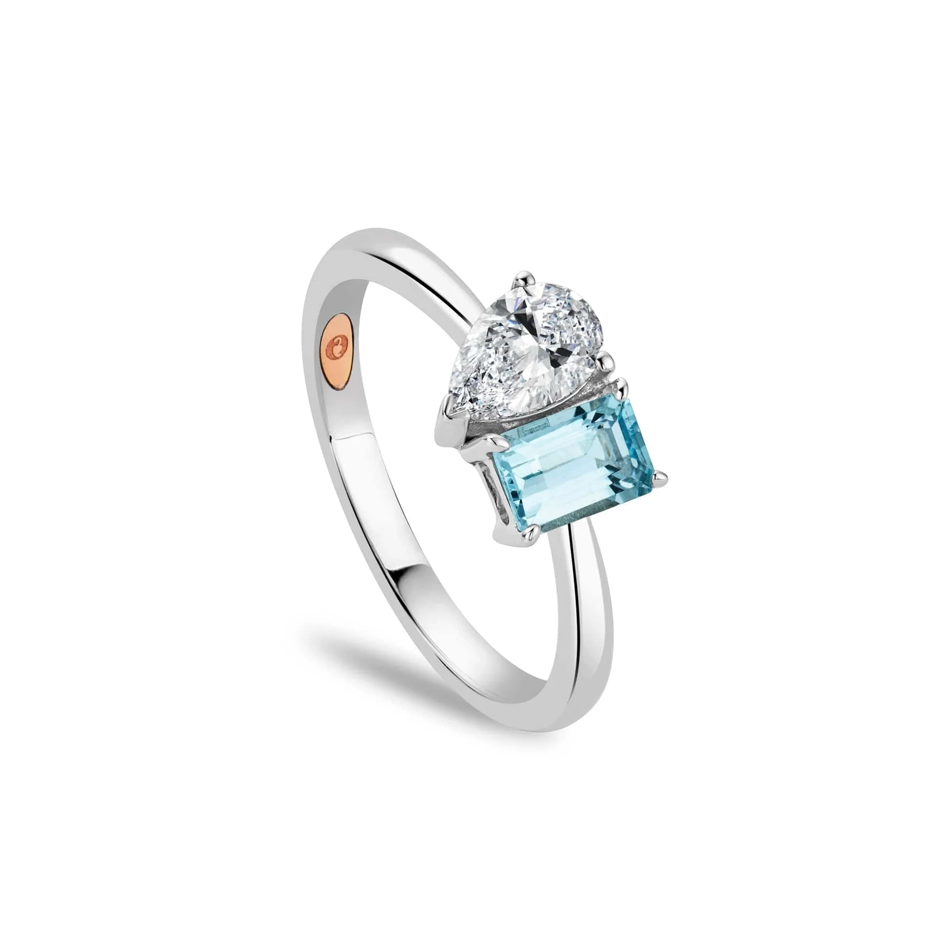 Featured image for “Promises 9ct Solid White Gold Ring with Emerald-Cut Aquamarine & 0.5ct Lab-Grown Diamond”
