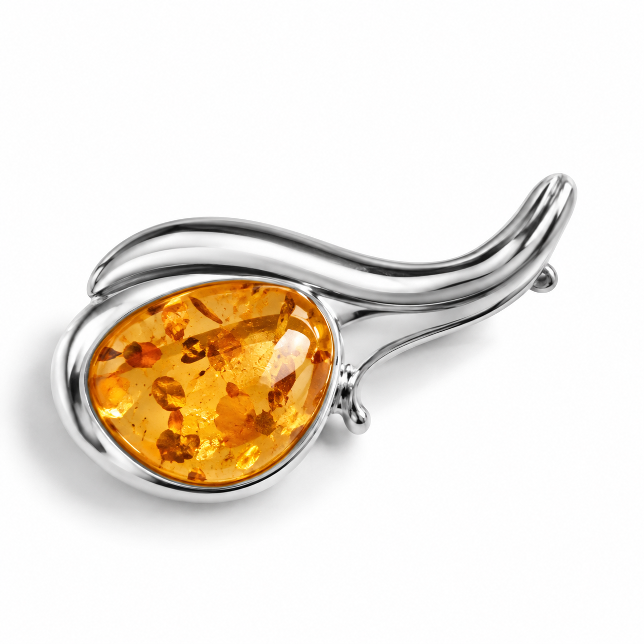 Featured image for “Baltic Amber & Silver Brooch - Natural Designer Gemstone”